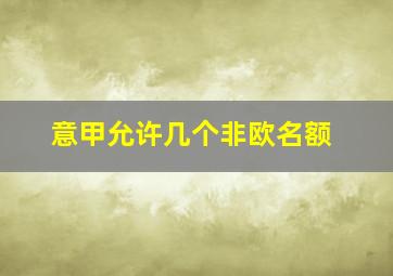 意甲允许几个非欧名额