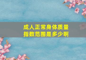 成人正常身体质量指数范围是多少啊