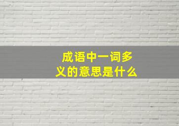 成语中一词多义的意思是什么