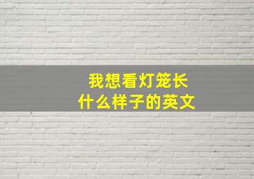 我想看灯笼长什么样子的英文