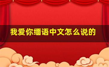 我爱你缅语中文怎么说的