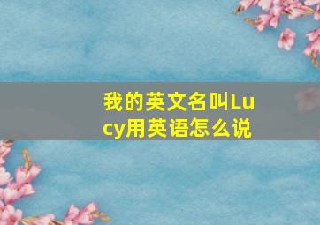 我的英文名叫Lucy用英语怎么说