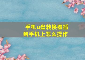 手机u盘转换器插到手机上怎么操作