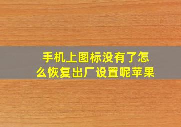 手机上图标没有了怎么恢复出厂设置呢苹果