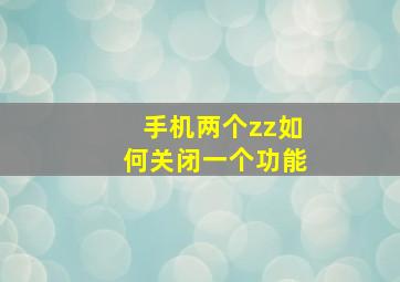 手机两个zz如何关闭一个功能