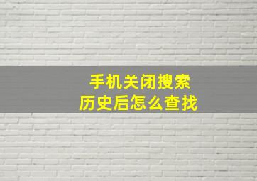 手机关闭搜索历史后怎么查找