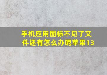 手机应用图标不见了文件还有怎么办呢苹果13