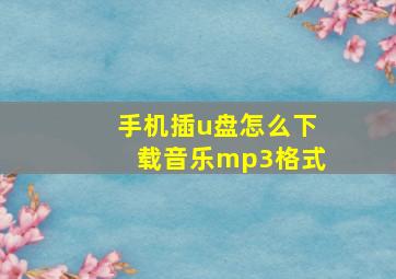 手机插u盘怎么下载音乐mp3格式