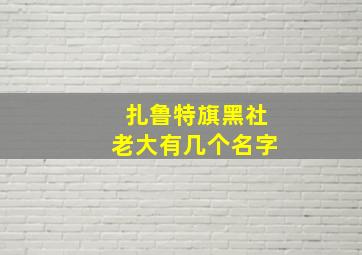 扎鲁特旗黑社老大有几个名字