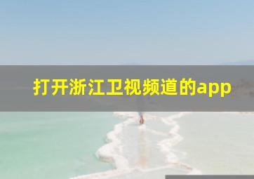 打开浙江卫视频道的app