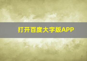 打开百度大字版APP