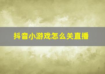 抖音小游戏怎么关直播