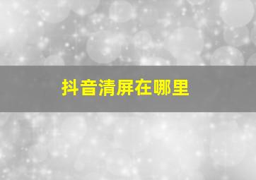 抖音清屏在哪里