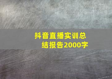 抖音直播实训总结报告2000字