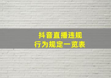 抖音直播违规行为规定一览表