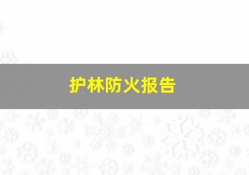 护林防火报告