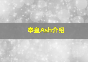 拳皇Ash介绍