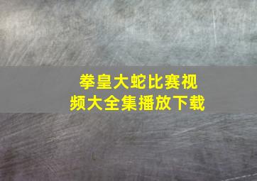 拳皇大蛇比赛视频大全集播放下载