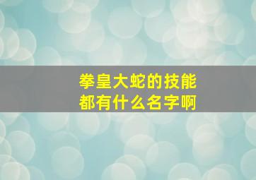 拳皇大蛇的技能都有什么名字啊