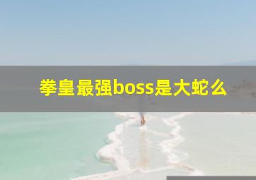 拳皇最强boss是大蛇么