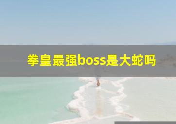 拳皇最强boss是大蛇吗