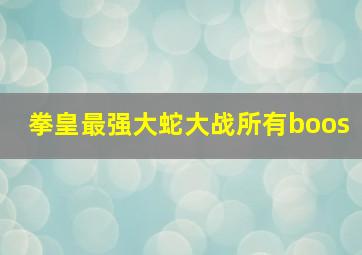 拳皇最强大蛇大战所有boos