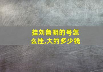 挂刘鲁明的号怎么挂,大约多少钱