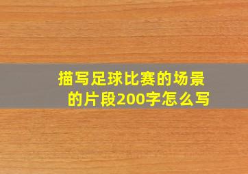 描写足球比赛的场景的片段200字怎么写