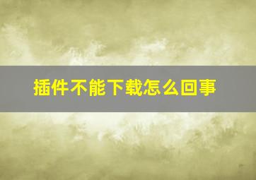 插件不能下载怎么回事