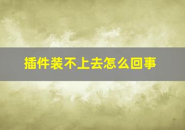 插件装不上去怎么回事