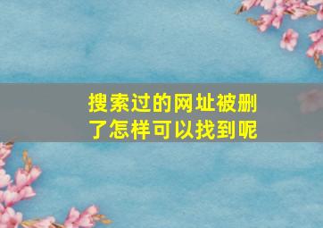 搜索过的网址被删了怎样可以找到呢