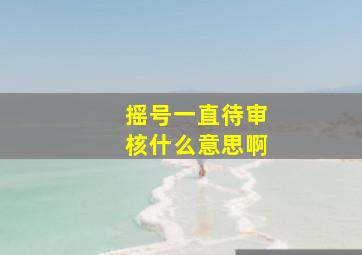 摇号一直待审核什么意思啊