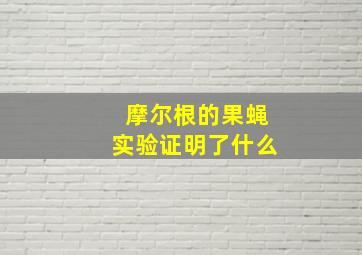 摩尔根的果蝇实验证明了什么