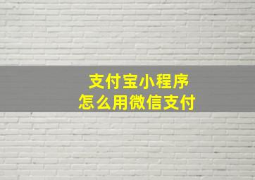 支付宝小程序怎么用微信支付