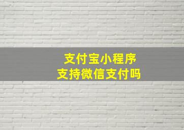 支付宝小程序支持微信支付吗