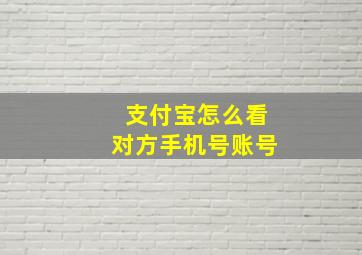 支付宝怎么看对方手机号账号