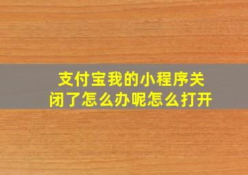 支付宝我的小程序关闭了怎么办呢怎么打开