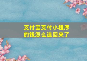 支付宝支付小程序的钱怎么追回来了