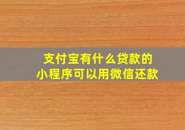 支付宝有什么贷款的小程序可以用微信还款