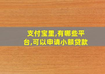 支付宝里,有哪些平台,可以申请小额贷款