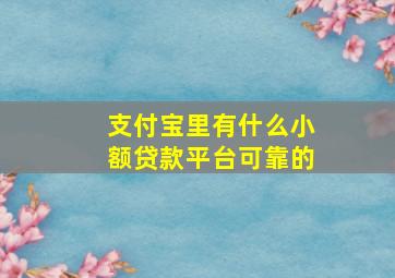 支付宝里有什么小额贷款平台可靠的