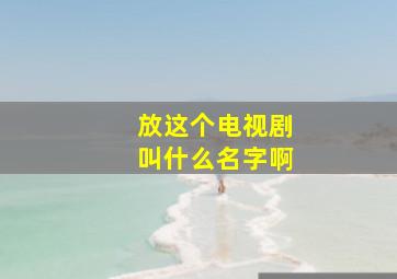 放这个电视剧叫什么名字啊