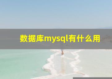 数据库mysql有什么用