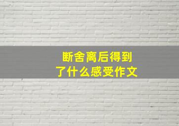 断舍离后得到了什么感受作文