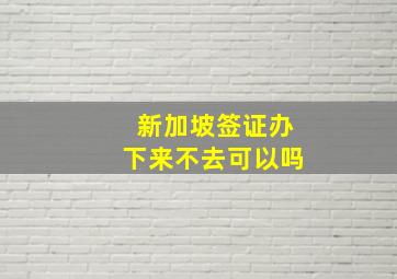 新加坡签证办下来不去可以吗