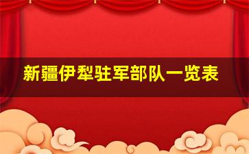 新疆伊犁驻军部队一览表