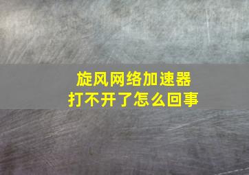 旋风网络加速器打不开了怎么回事