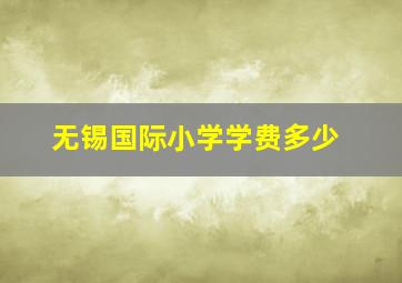 无锡国际小学学费多少