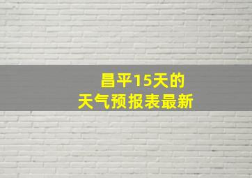 昌平15天的天气预报表最新