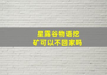 星露谷物语挖矿可以不回家吗